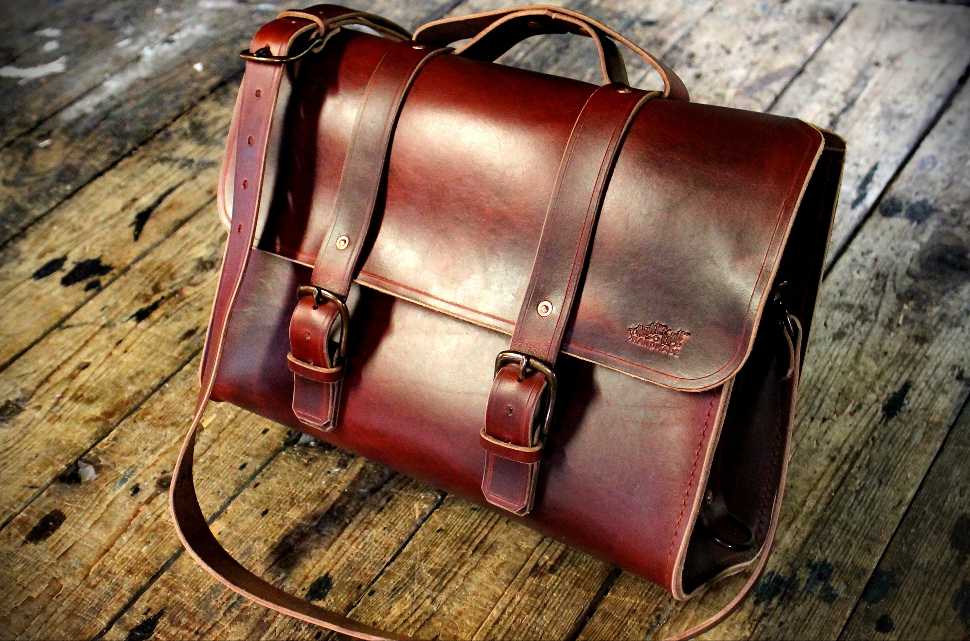 handgenähte Ledertasche, Arzttasche, Arbeitstasche aus Leder, Ledertasche